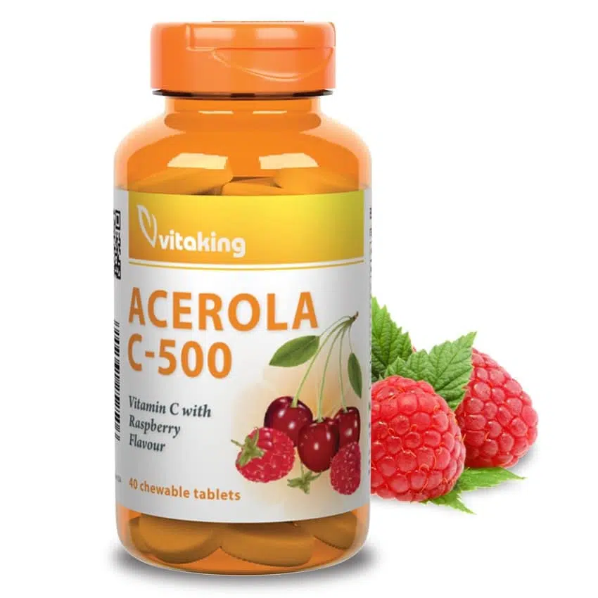 Vitaking Acerola C-500 málnás, 40 db rágótabletta